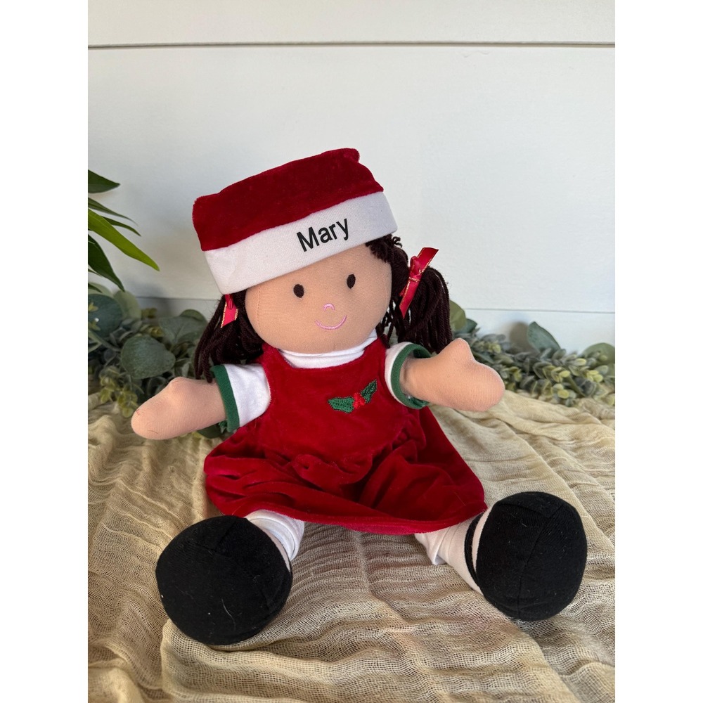 16"‎ Lillian Vernon plush Doll Christmas holiday themed Mary Santa hat 2000s